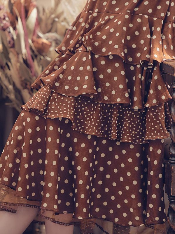 画像37: 【ERUKEI エルケイ】ドット/ 膝丈/ ワンピース/マキシ/フリルデザイン/ キャバドレス[OF2] (37)