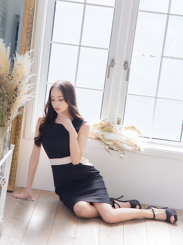 画像6: 【ERUKEI エルケイ】バイカラー/ ノースリーブ/ タイト/ ミニドレス/ キャバドレス[OF2] (6)