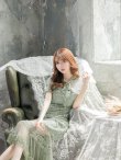 画像14: XS-Lサイズあり【SETTAN/セッタン】フラワーレース/ リボンネック/ フリル/ マキシ丈/ワンピース/ミニドレス/ キャバドレス[OF2] (14)