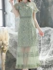 画像19: XS-Lサイズあり【SETTAN/セッタン】フラワーレース/ リボンネック/ フリル/ マキシ丈/ワンピース/ミニドレス/ キャバドレス[OF2] (19)