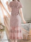 画像8: XS-Lサイズあり【SETTAN/セッタン】フラワーレース/ リボンネック/ フリル/ マキシ丈/ワンピース/ミニドレス/ キャバドレス[OF2] (8)