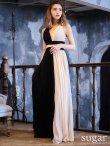 画像16: 【SETTAN/セッタン】バイカラー/ プリーツデザイン/ バッククロス/ Aライン/ ロングドレス / キャバドレスlong[OF2] (16)