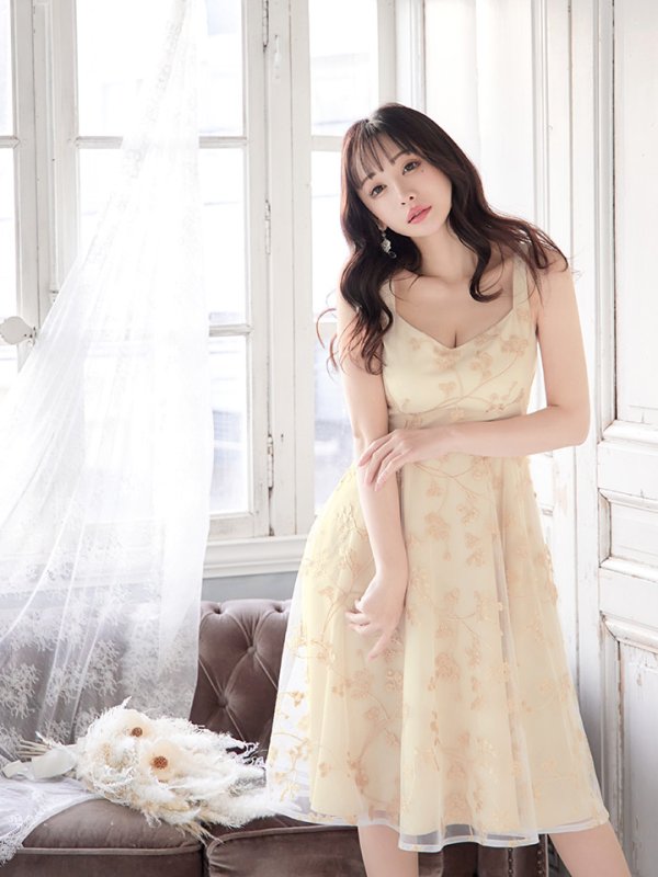 画像2: XS-Lサイズあり【SETTAN/セッタン】ワンピース/ 刺繍/ レース/ノースリーブ/ ミディアム丈/ Aライン// キャバドレス[OF2] (2)