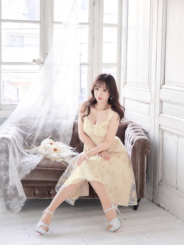 画像4: XS-Lサイズあり【SETTAN/セッタン】ワンピース/ 刺繍/ レース/ノースリーブ/ ミディアム丈/ Aライン// キャバドレス[OF2] (4)