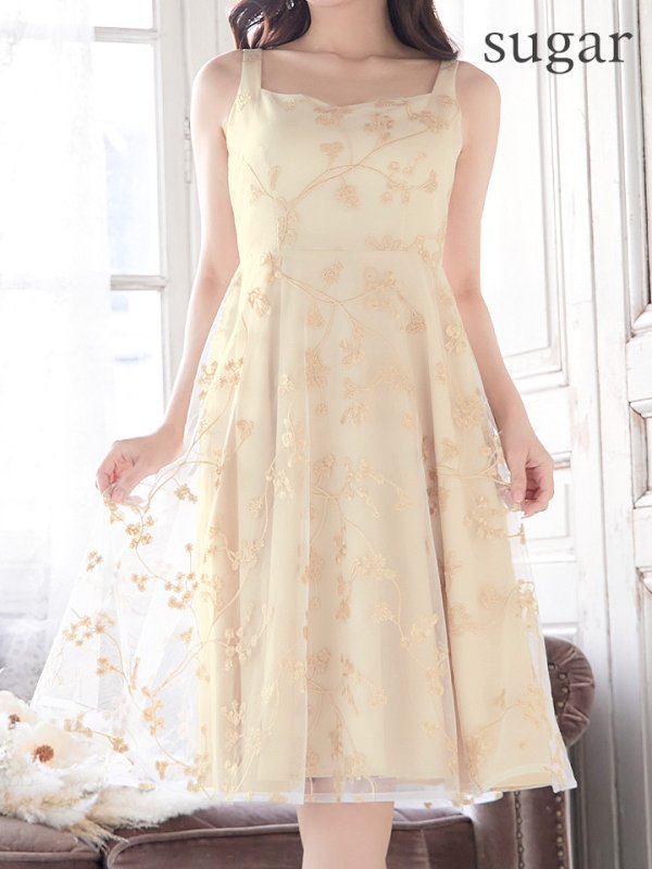 画像8: XS-Lサイズあり【SETTAN/セッタン】ワンピース/ 刺繍/ レース/ノースリーブ/ ミディアム丈/ Aライン// キャバドレス[OF2] (8)