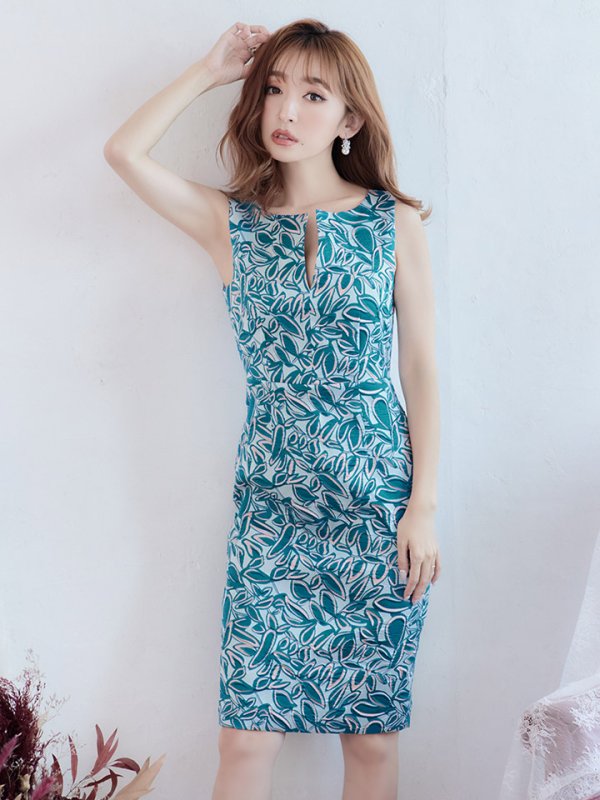 画像2: 【SETTAN/セッタン】【XS-Lサイズあり】 ノースリーブ/ バストカットデザイン/ タイト/ ひざ丈/ ワンピース/ ミディアムドレス/ キャバドレス[OF2] (2)