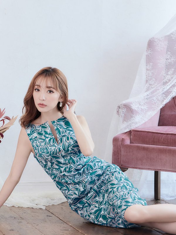 画像4: 【SETTAN/セッタン】【XS-Lサイズあり】 ノースリーブ/ バストカットデザイン/ タイト/ ひざ丈/ ワンピース/ ミディアムドレス/ キャバドレス[OF2] (4)