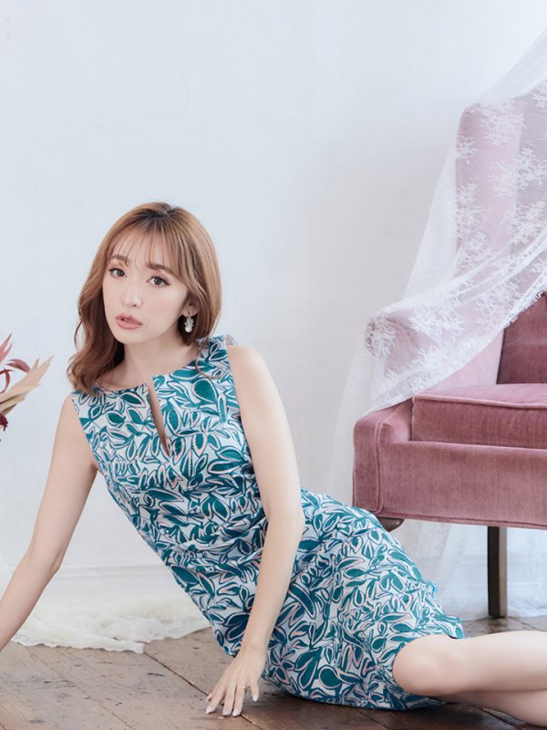 画像5: 【SETTAN/セッタン】【XS-Lサイズあり】 ノースリーブ/ バストカットデザイン/ タイト/ ひざ丈/ ワンピース/ ミディアムドレス/ キャバドレス[OF2] (5)