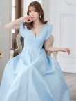 画像5: XS-Lサイズあり【SETTAN/セッタン】ワンカラー/ Vネック/ ジャガード/ Aライン/ ロング/ キャバドレス long[OF2] (5)