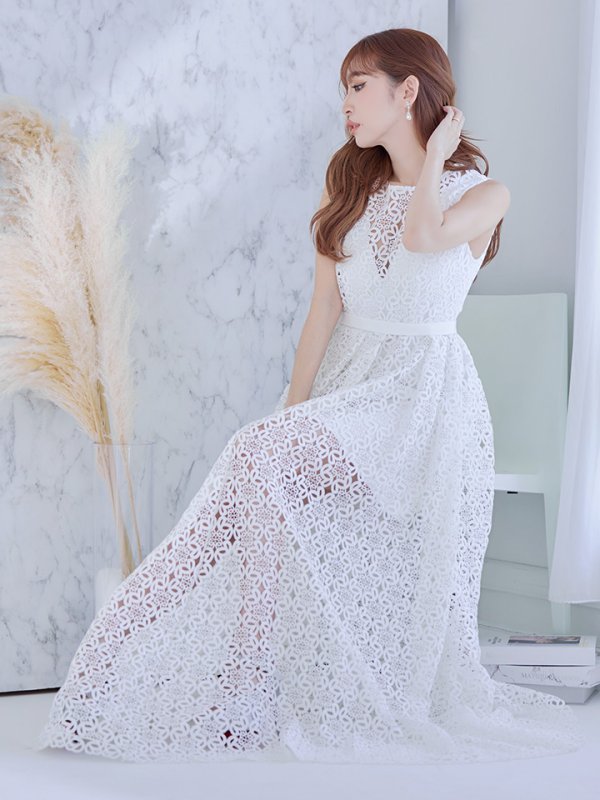 画像9: XS-Lサイズあり【SETTAN/セッタン】総レース/ ノースリーブ/ Aライン/ ロングドレス/ キャバドレスlong[OF2] (9)