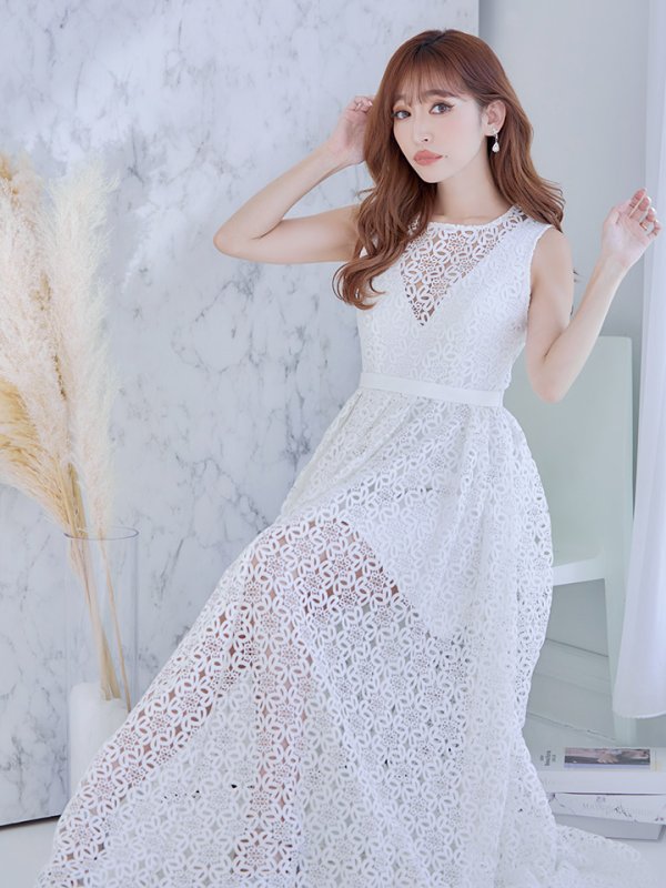 画像10: XS-Lサイズあり【SETTAN/セッタン】総レース/ ノースリーブ/ Aライン/ ロングドレス/ キャバドレスlong[OF2] (10)