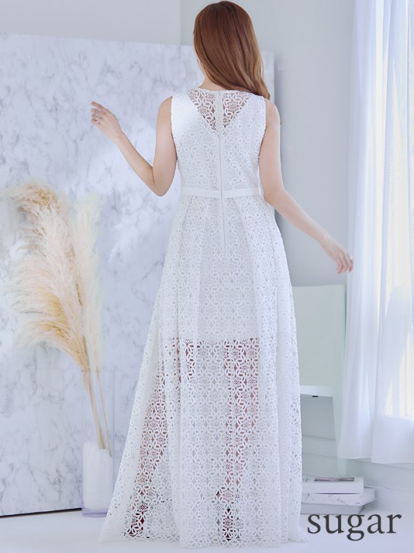 画像15: XS-Lサイズあり【SETTAN/セッタン】総レース/ ノースリーブ/ Aライン/ ロングドレス/ キャバドレスlong[OF2] (15)