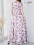 画像11: XS-Lサイズあり 【GINZA COUTURE/銀座クチュール】フラワープリント/ ボートネック/ ノースリーブ/ Aライン/ ロングドレス/ キャバドレスlong[OF2] (11)