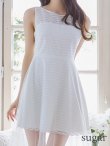 画像22: XS-Lサイズあり【SETTAN/セッタン】ファー付き/ シアー/ ボートネック/ ノースリーブ/ 膝丈/ Aライン/ フレア/ ワンピース/ ミディアムドレス/ キャバドレス[OF2] (22)