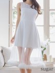 画像20: XS-Lサイズあり【SETTAN/セッタン】ファー付き/ シアー/ ボートネック/ ノースリーブ/ 膝丈/ Aライン/ フレア/ ワンピース/ ミディアムドレス/ キャバドレス[OF2] (20)