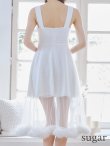 画像21: XS-Lサイズあり【SETTAN/セッタン】ファー付き/ シアー/ ボートネック/ ノースリーブ/ 膝丈/ Aライン/ フレア/ ワンピース/ ミディアムドレス/ キャバドレス[OF2] (21)
