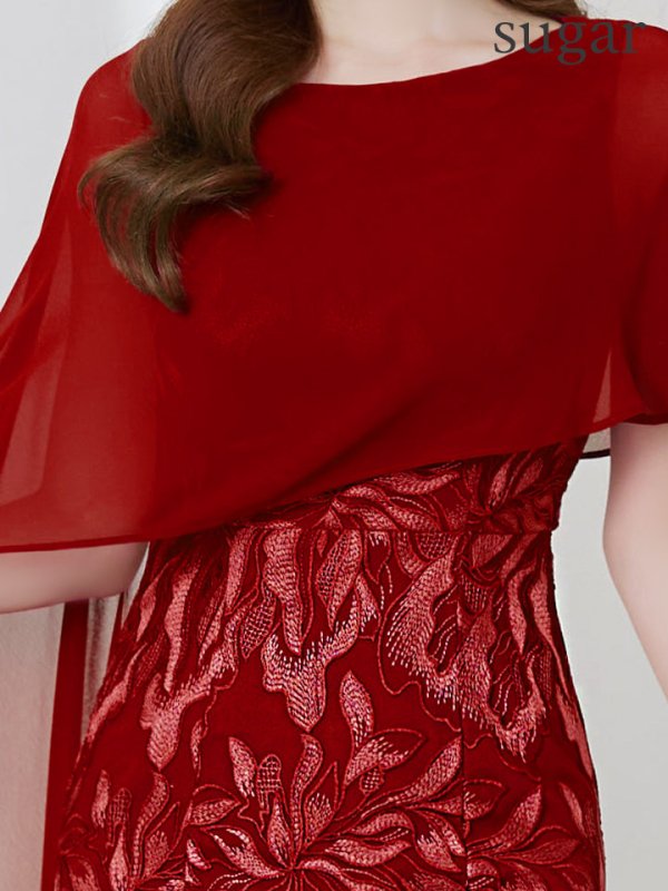 画像29: XS-Lサイズあり【SETTAN/セッタン】マーメイド/ ワンカラー/ レース/ ケープ風/ ロングスリープ/ ロングドレス / キャバドレス long[OF2] (29)