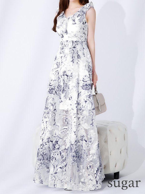 ホワイト×ネイビー　モデル：ゆめ　身長：160cm　着用サイズ：7号(Sサイズ)