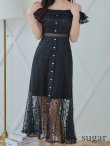画像8: 【SETTAN/セッタン】オフショル/フラワーレース/ リボン/ フリル/ マキシ丈/ワンピース/足透け/ キャバドレス[OF2] (8)