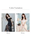 画像19: 【SETTAN/セッタン】オフショル/フラワーレース/ リボン/ フリル/ マキシ丈/ワンピース/足透け/ キャバドレス[OF2] (19)