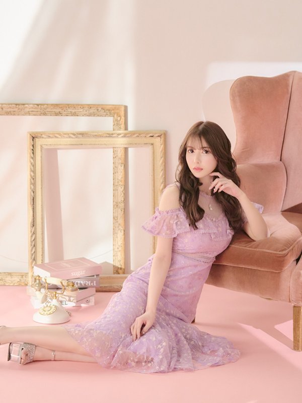 画像14: XS-Lサイズあり【SETTAN/セッタン】フラワーレース/ パステルカラー/ フリル/ マキシ丈/ワンピース/ミニドレス/ キャバドレス[OF2] (14)