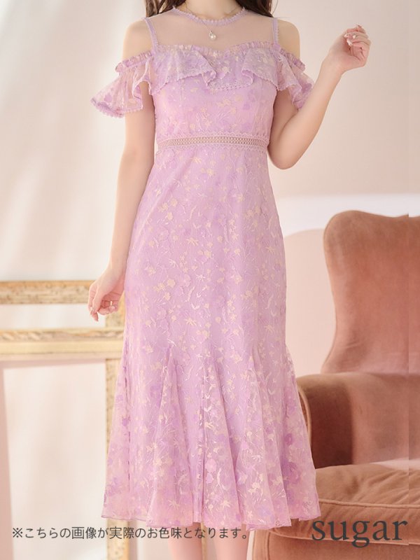 画像17: XS-Lサイズあり【SETTAN/セッタン】フラワーレース/ パステルカラー/ フリル/ マキシ丈/ワンピース/ミニドレス/ キャバドレス[OF2] (17)