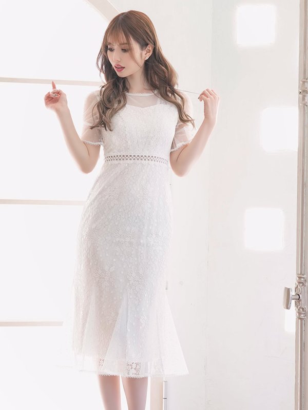 画像12: XS-Lサイズあり【SETTAN/セッタン】フラワーレース/ パフスリーブ/ ミモレ丈/ ワンピース/ ミニドレス/ キャバドレス[OF2] (12)