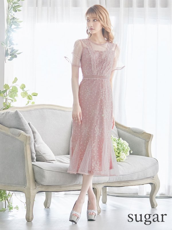 画像7: XS-Lサイズあり【SETTAN/セッタン】フラワーレース/ パフスリーブ/ ミモレ丈/ ワンピース/ ミニドレス/ キャバドレス[OF2] (7)