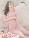 【SETTAN/セッタン】総レース/ ショートスリーブ/ プリーツ/ ミモレ丈/ ワンピース/ ミニドレス/ キャバドレス/ピンク