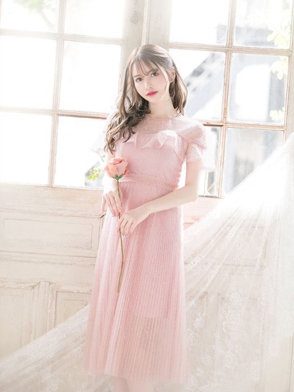 画像13: 【SETTAN/セッタン】総レース/ ショートスリーブ/ プリーツ/ ミモレ丈/ ワンピース/ ミニドレス/ キャバドレス[OF2] (13)