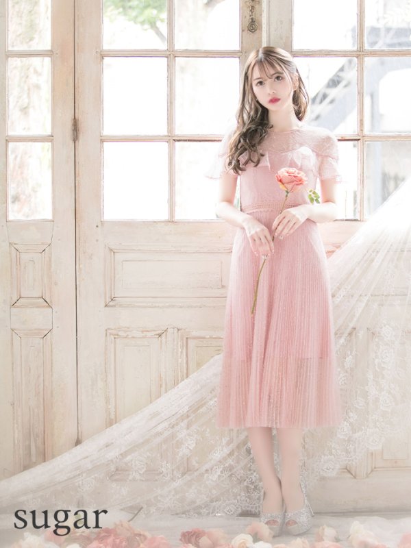 画像8: 【SETTAN/セッタン】総レース/ ショートスリーブ/ プリーツ/ ミモレ丈/ ワンピース/ ミニドレス/ キャバドレス[OF2] (8)