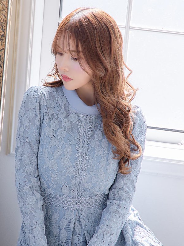 画像3: 【SETTAN/セッタン】総レース/ 長袖/ 袖あり/ ハイネック/ Aライン/ ひざ丈/ ミディアム/ ワンピース/ ミニドレス/ キャバドレス[OF2] (3)