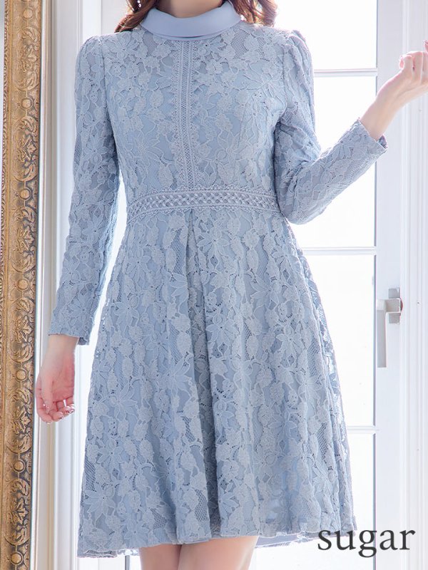 画像8: 【SETTAN/セッタン】総レース/ 長袖/ 袖あり/ ハイネック/ Aライン/ ひざ丈/ ミディアム/ ワンピース/ ミニドレス/ キャバドレス[OF2] (8)