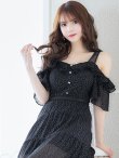 画像5: XS-Lサイズあり【SETTAN/セッタン】ドット/ オフショル/ フリルスリーブ/ ミモレ丈/ ワンピース/ ミニドレス/ キャバドレス[OF2] (5)