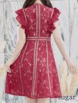 画像37: 【SETTAN/セッタン】総レース/ Vネック/ Aライン/ フリル袖/ 袖あり/ ミディアム丈/ ワンピース/ ミニドレス/ キャバドレス[OF2] (37)