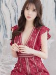 画像33: 【SETTAN/セッタン】総レース/ Vネック/ Aライン/ フリル袖/ 袖あり/ ミディアム丈/ ワンピース/ ミニドレス/ キャバドレス[OF2] (33)