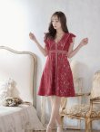 画像40: 【SETTAN/セッタン】総レース/ Vネック/ Aライン/ フリル袖/ 袖あり/ ミディアム丈/ ワンピース/ ミニドレス/ キャバドレス[OF2] (40)