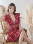 画像41: 【SETTAN/セッタン】総レース/ Vネック/ Aライン/ フリル袖/ 袖あり/ ミディアム丈/ ワンピース/ ミニドレス/ キャバドレス[OF2] (41)