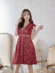 画像42: 【SETTAN/セッタン】総レース/ Vネック/ Aライン/ フリル袖/ 袖あり/ ミディアム丈/ ワンピース/ ミニドレス/ キャバドレス[OF2] (42)