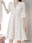 画像8: 【XS-Lサイズあり】【SETTAN/セッタン】総レース/ 袖あり/ 七分袖/ Vネック/ Aライン/ ミディアム丈/ ワンピース/ ミニドレス/ キャバドレス[OF2] (8)