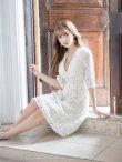 画像14: 【XS-Lサイズあり】【SETTAN/セッタン】総レース/ 袖あり/ 七分袖/ Vネック/ Aライン/ ミディアム丈/ ワンピース/ ミニドレス/ キャバドレス[OF2] (14)