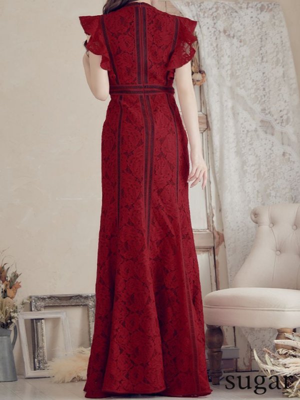 画像19: 【SETTAN/セッタン】総レース/ Vネック/ Aライン/ ワンピース/ ロングドレス/ キャバドレス long[OF2] (19)