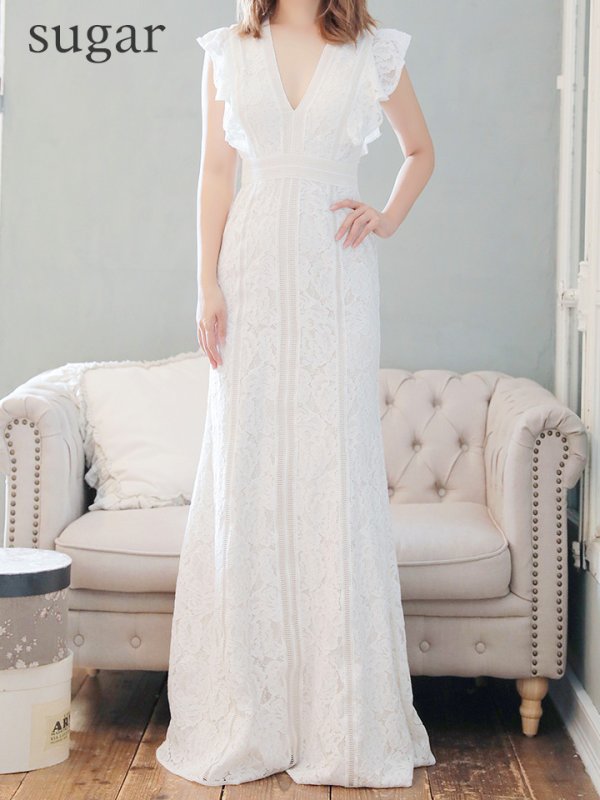 画像11: 【SETTAN/セッタン】総レース/ Vネック/ Aライン/ ワンピース/ ロングドレス/ キャバドレス long[OF2] (11)