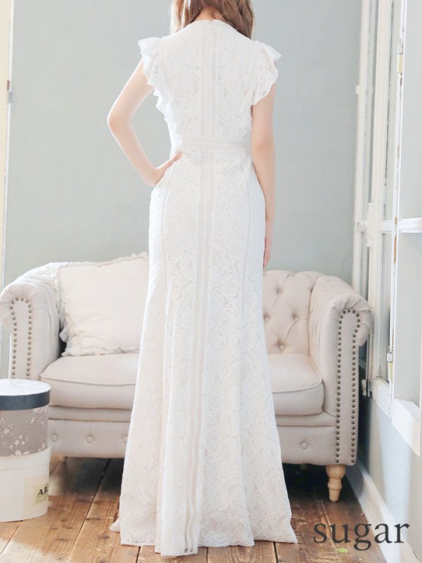 画像12: 【SETTAN/セッタン】総レース/ Vネック/ Aライン/ ワンピース/ ロングドレス/ キャバドレス long[OF2] (12)