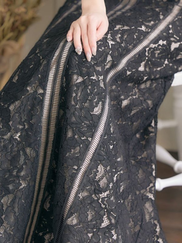 画像5: 【SETTAN/セッタン】総レース/ Vネック/ Aライン/ ワンピース/ ロングドレス/ キャバドレス long[OF2] (5)