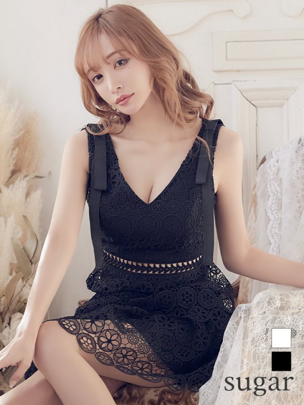 画像1: XS-Lサイズあり【SETTAN/セッタン】ケミカルレース/ ノースリーブ/ ミディアム丈/ Aライン/ ワンピース/ ミニドレス/ キャバドレス[OF2] (1)