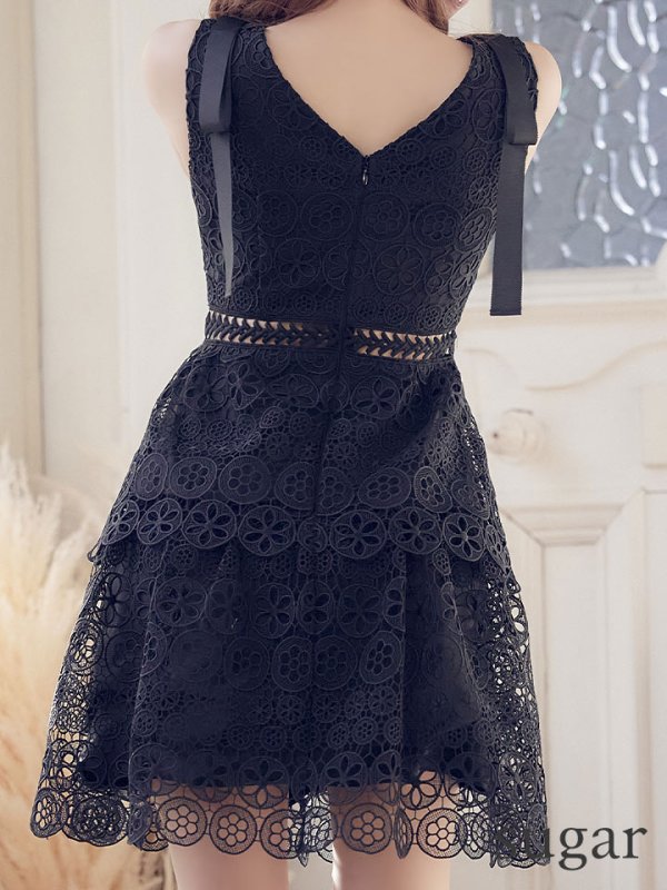 画像18: XS-Lサイズあり【SETTAN/セッタン】ケミカルレース/ ノースリーブ/ ミディアム丈/ Aライン/ ワンピース/ ミニドレス/ キャバドレス[OF2] (18)