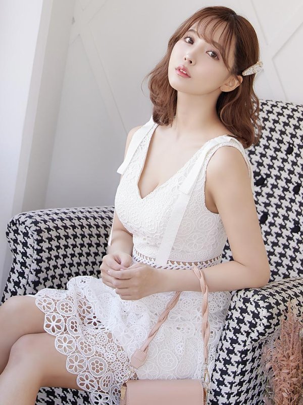 画像5: XS-Lサイズあり【SETTAN/セッタン】ケミカルレース/ ノースリーブ/ ミディアム丈/ Aライン/ ワンピース/ ミニドレス/ キャバドレス[OF2] (5)