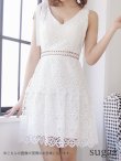 画像8: XS-Lサイズあり【SETTAN/セッタン】ケミカルレース/ ノースリーブ/ ミディアム丈/ Aライン/ ワンピース/ ミニドレス/ キャバドレス[OF2] (8)