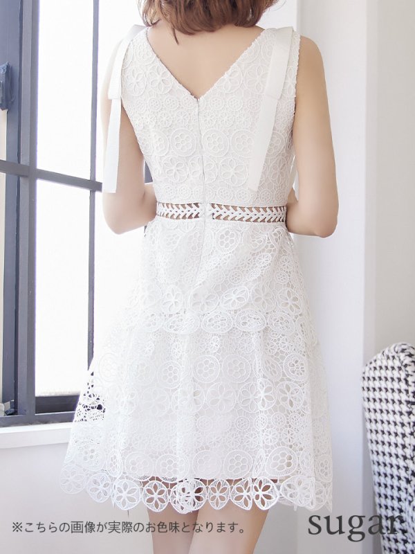 画像9: XS-Lサイズあり【SETTAN/セッタン】ケミカルレース/ ノースリーブ/ ミディアム丈/ Aライン/ ワンピース/ ミニドレス/ キャバドレス[OF2] (9)